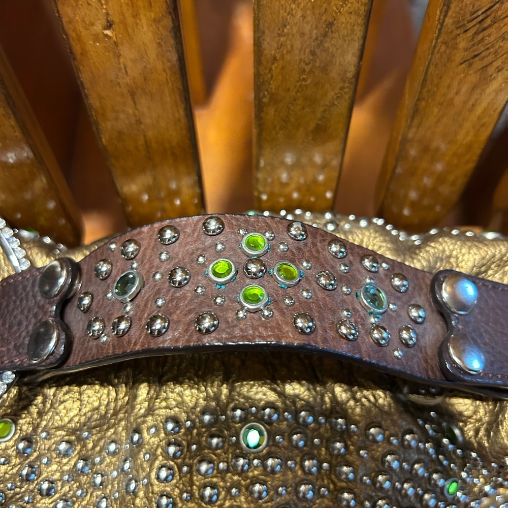 Cole Haan G Series Bronze Leather Studded Handbag/Wristlet Like New!! - Picture 5 of 13